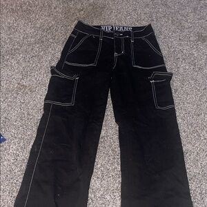 VIP Black Jeans with White Accents